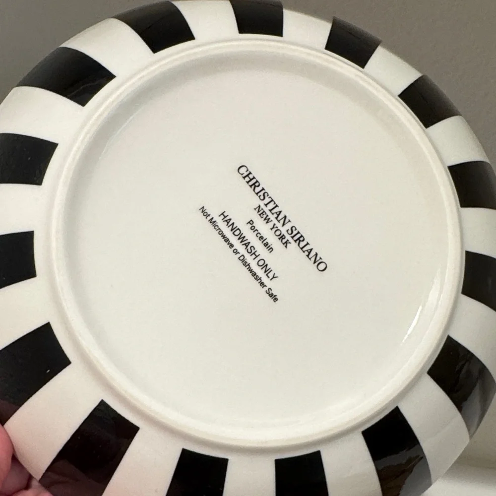 Christian Siriano Black and White Striped Bowls